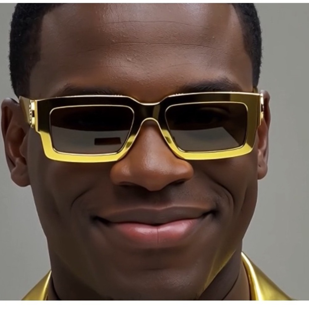 Bold Gold Square Frame Sunglasses Gold Reflective Kleo‎ Style Men Luxury Fashion